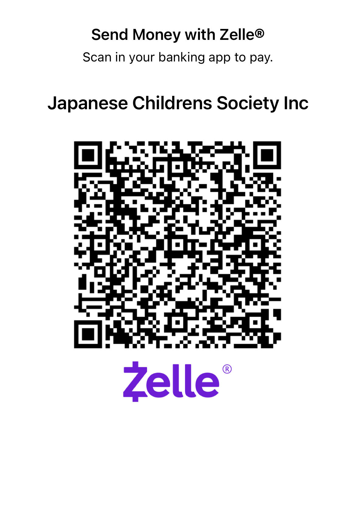 Zelle donation QR