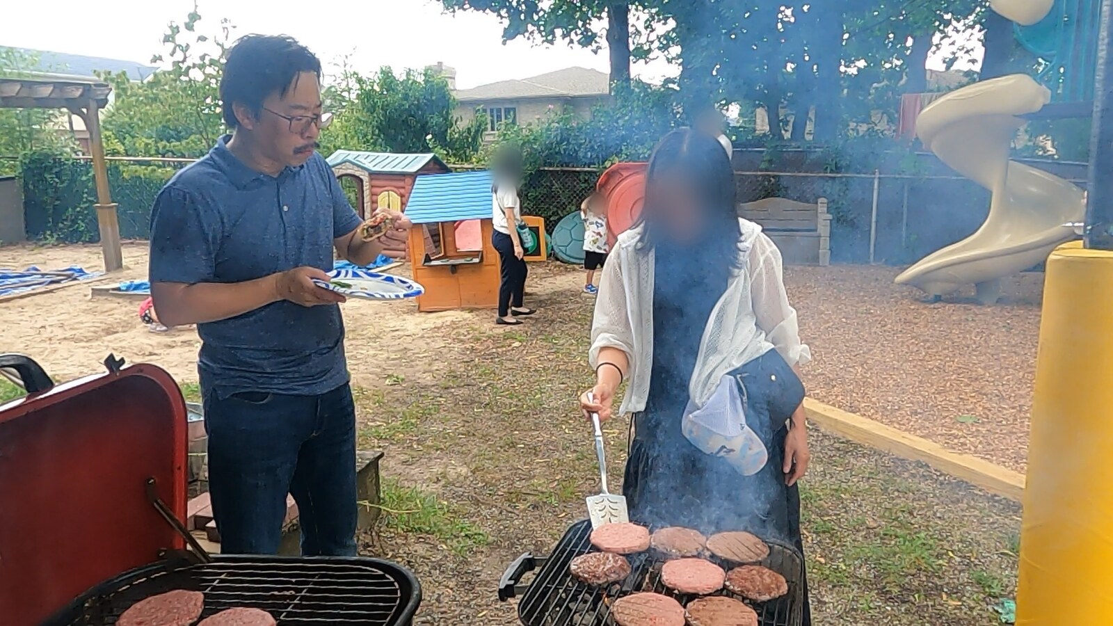 Hamburgers cooking on the grill