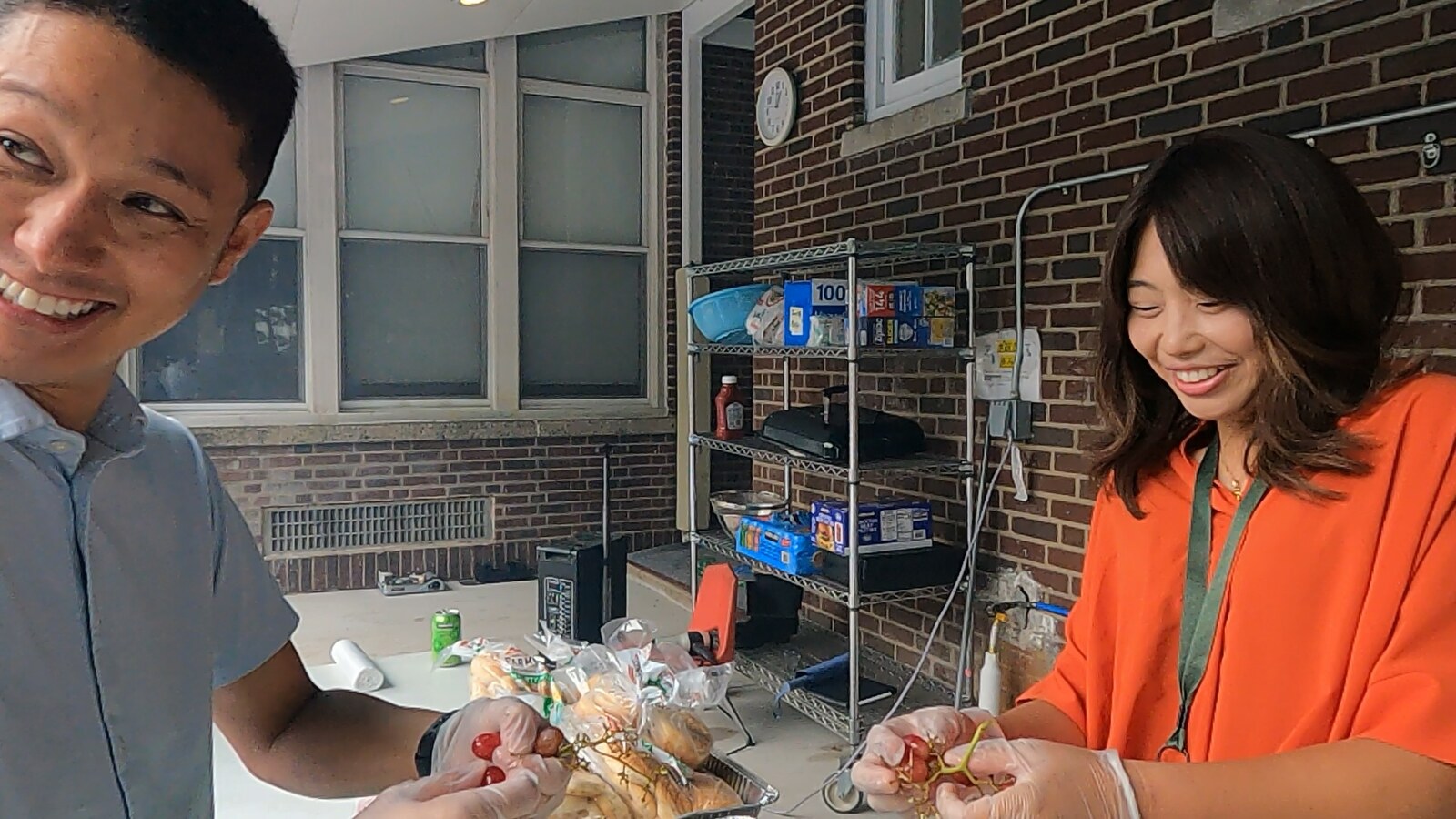 Staff getting the food ready to serve