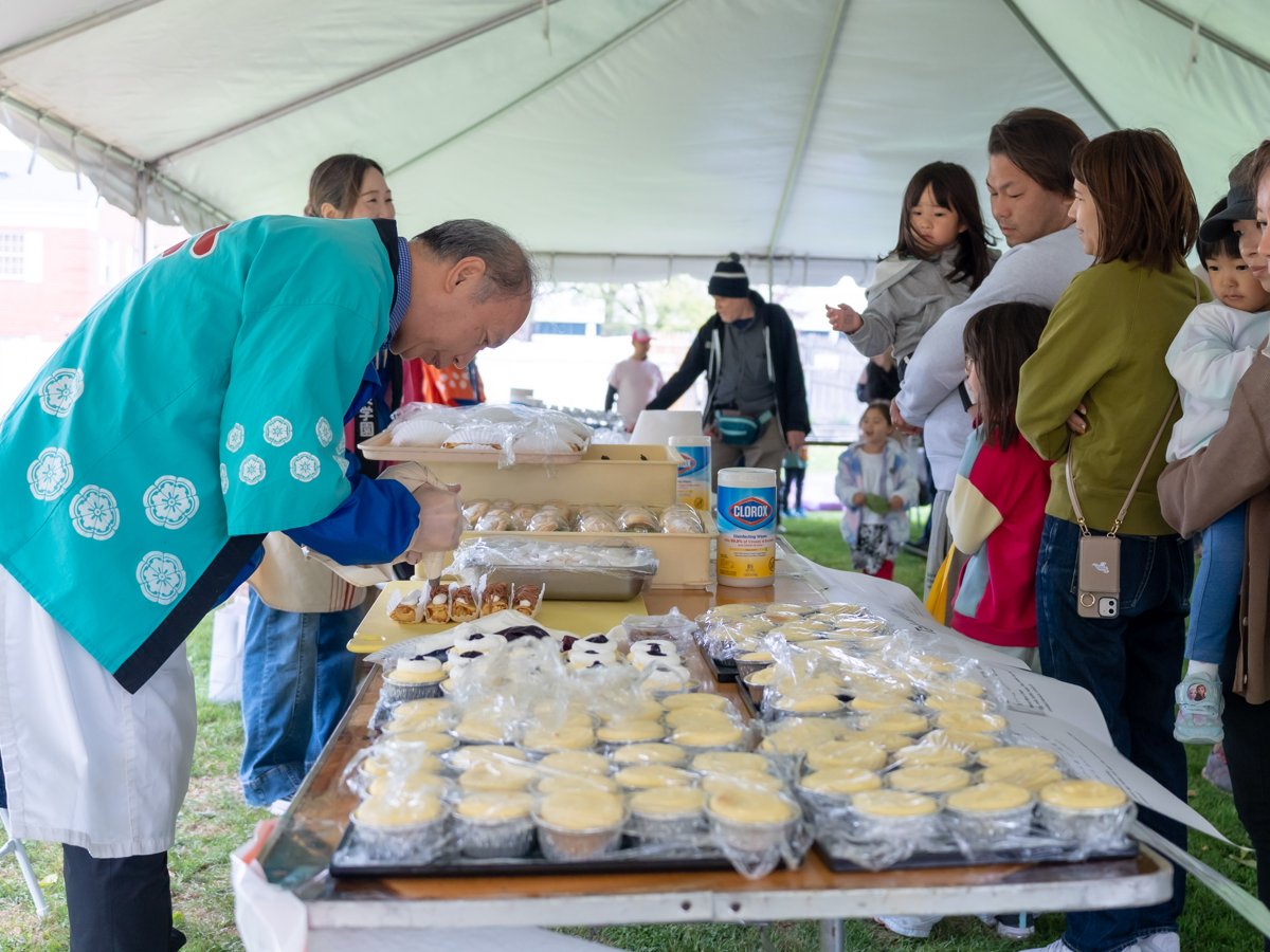 Last year's bazaar: a vendor arranging sweets